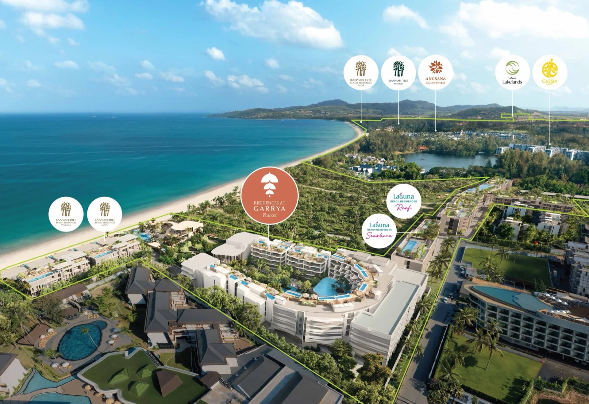 Annotated aerial view — Seashore beside Reef and Garrya